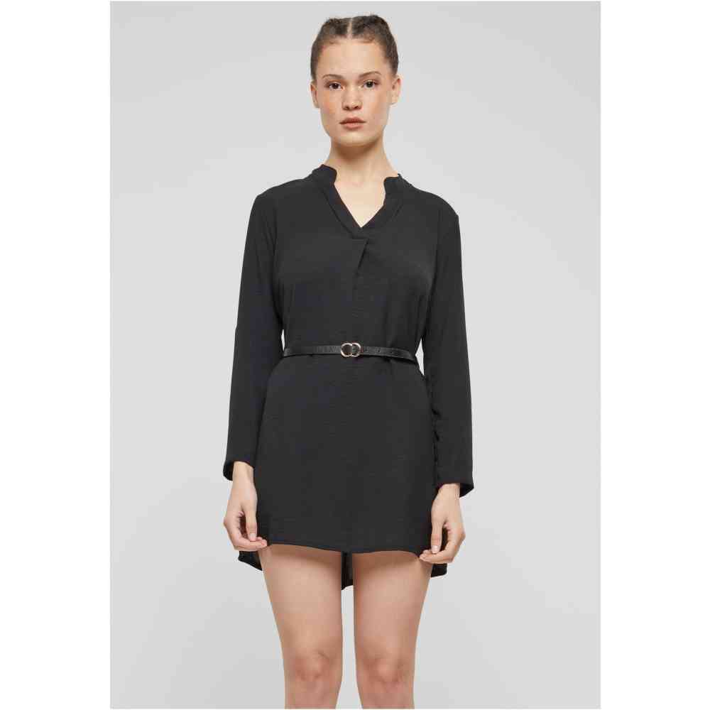 Cloud5ive - Muslin Turn-Up with belt Lange top - Zwart